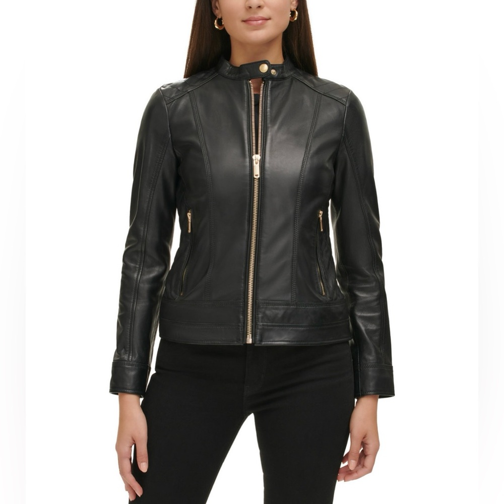 🌟 NWT Guess, Genuine Leather Jacket, Black, size XS🌟